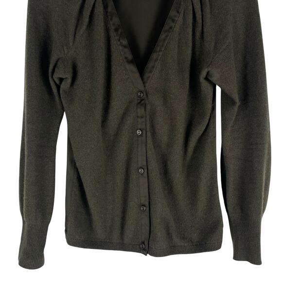 Magaschoni Cashmere Silk Long Sleeve Cardigan Dark Green Size XS - Picture 5 of 9